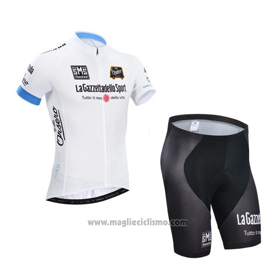 2014 Abbigliamento Ciclismo Giro d'Italia Bianco Manica Corta e Salopette